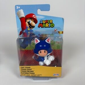 NWT Super Mario Cat Toad Blue Figure Nintendo 2.5”
